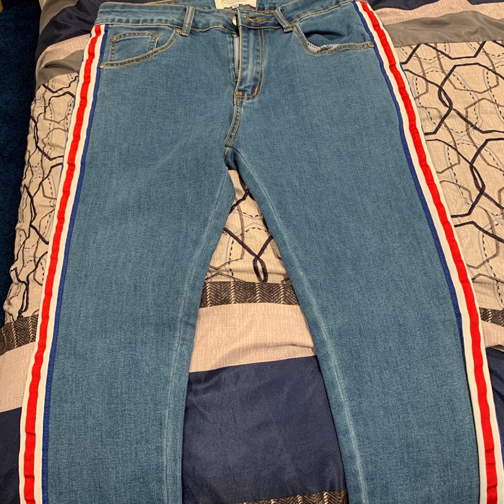 Blue Jeans with RWB stripe on side. 30x30. NEW
